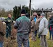 Rembold erläutert praxisorientiert Rosenschnitt und Düngestrategien im Kreislehrgarten (Foto: Sophia Och, LRA Donau-Ries)